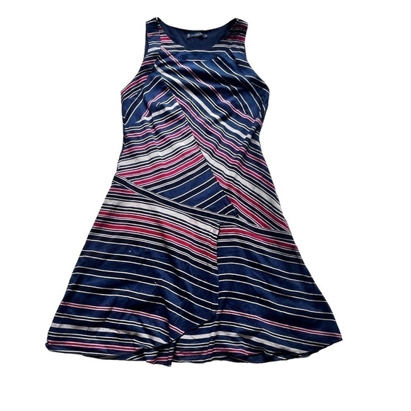 Le Lis Blanc mini dress sleeveless asymmetrical stripe linen lined size 40 - Picture 9 of 14